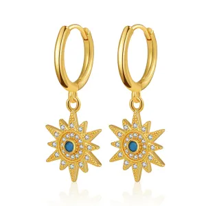 Cubic Zirconia & Resin 18K Gold-Plated Sun Huggie Earrings