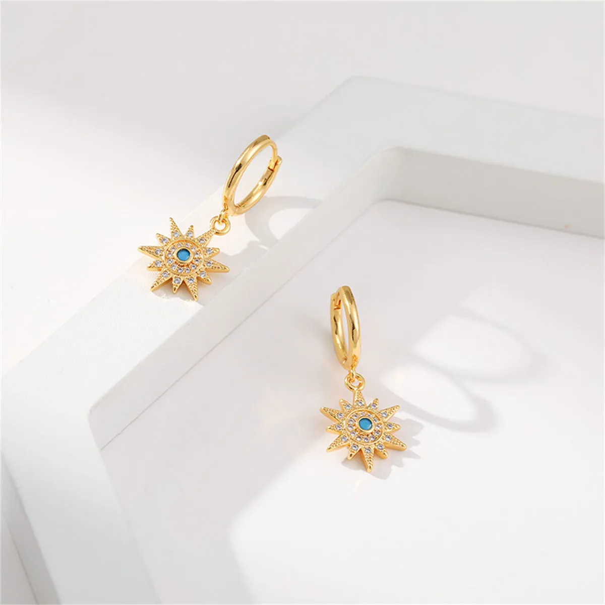 Cubic Zirconia & Resin 18K Gold-Plated Sun Huggie Earrings