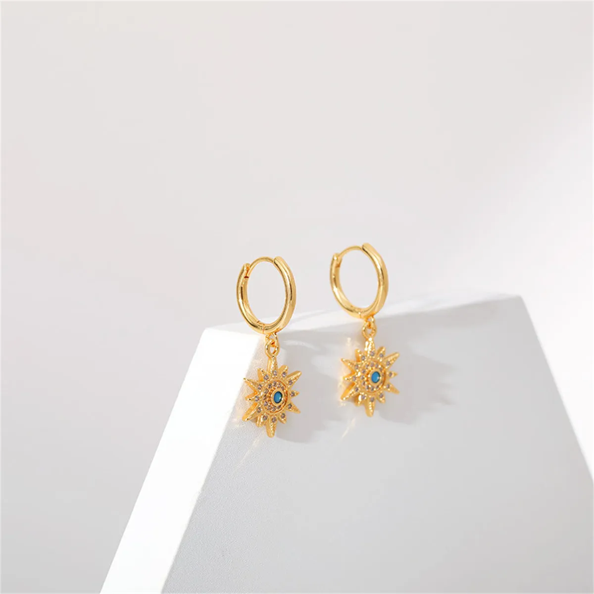 Cubic Zirconia & Resin 18K Gold-Plated Sun Huggie Earrings