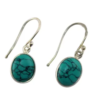 Dainty Oval Turquoise Earrings