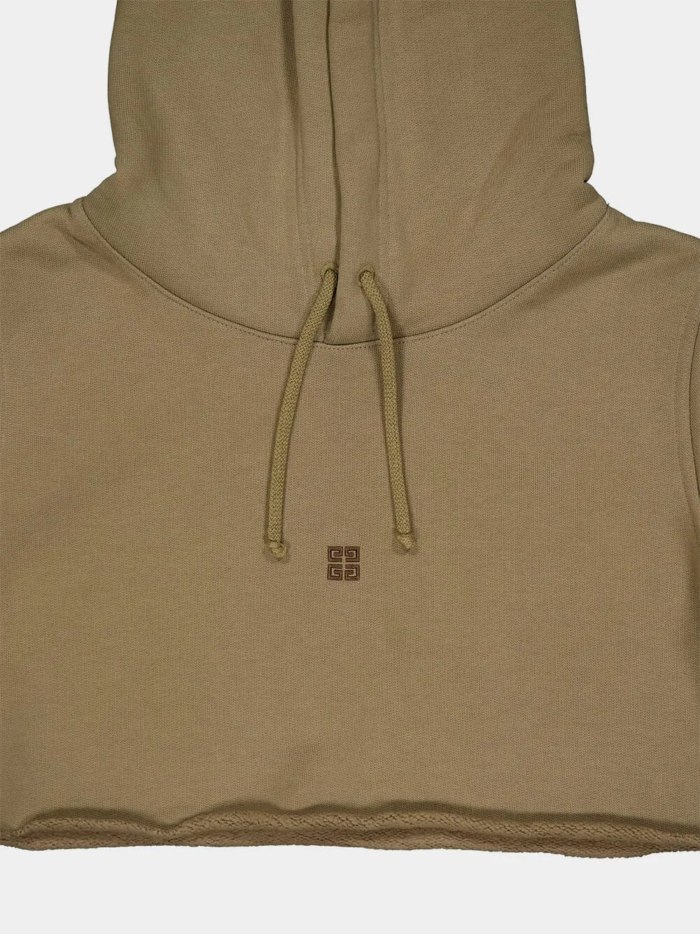 Dark Khaki Cropped Logo Hoodie