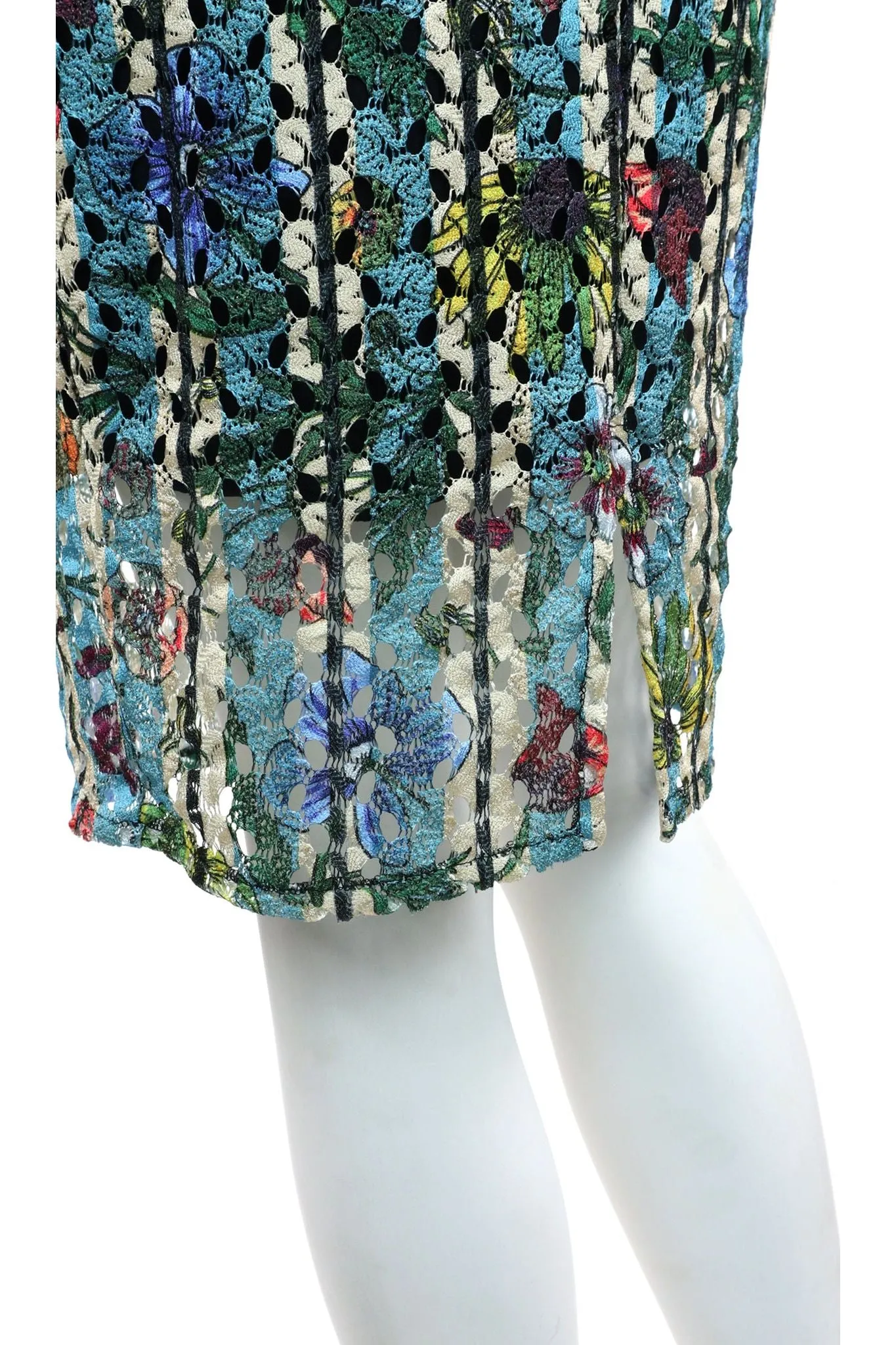 DELPHINE Printed Floral Eylet Lace Pencil Skirt