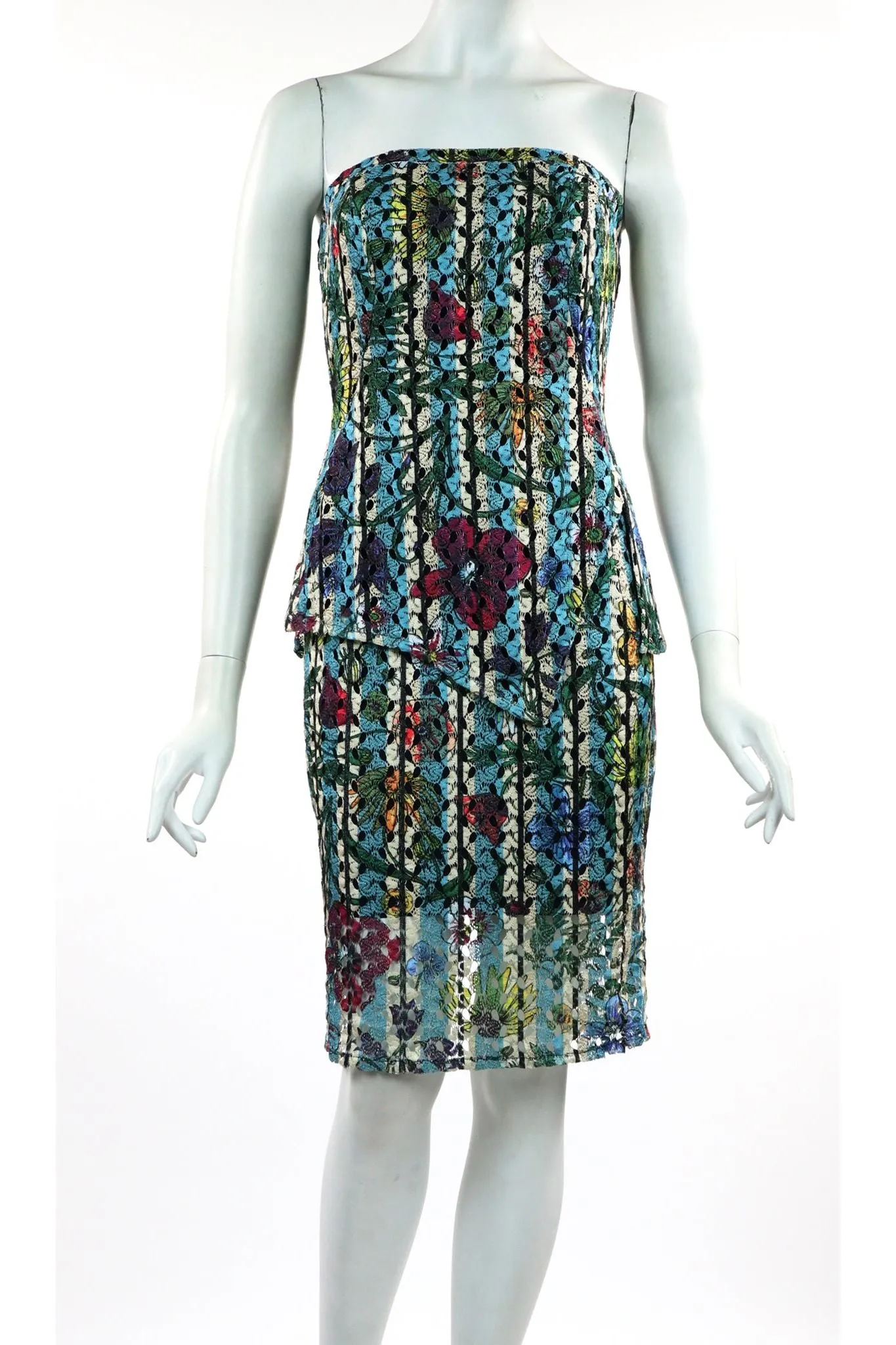 DELPHINE Printed Floral Eylet Lace Pencil Skirt