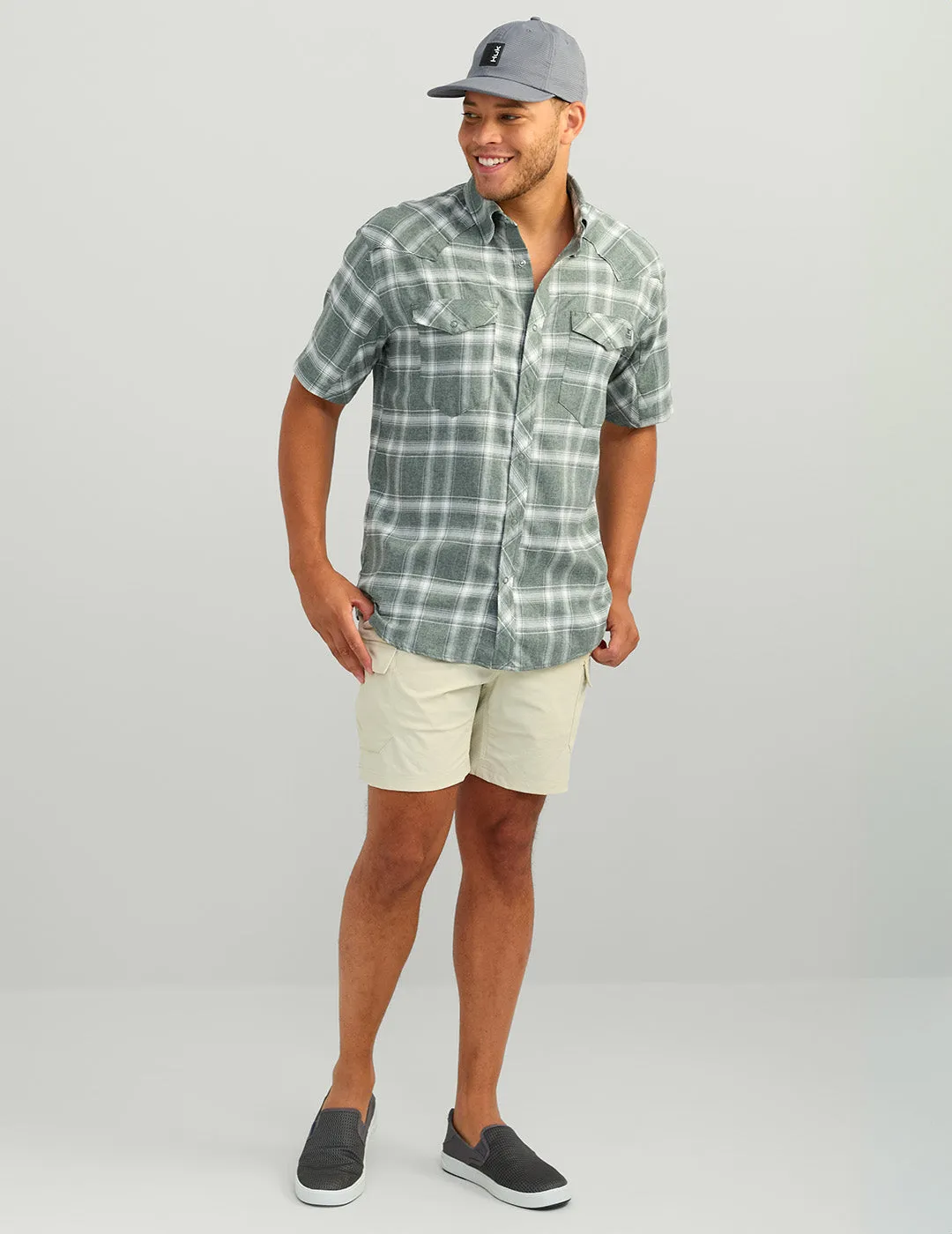 Diamond Back Plaid Short Sleeve Button-Down