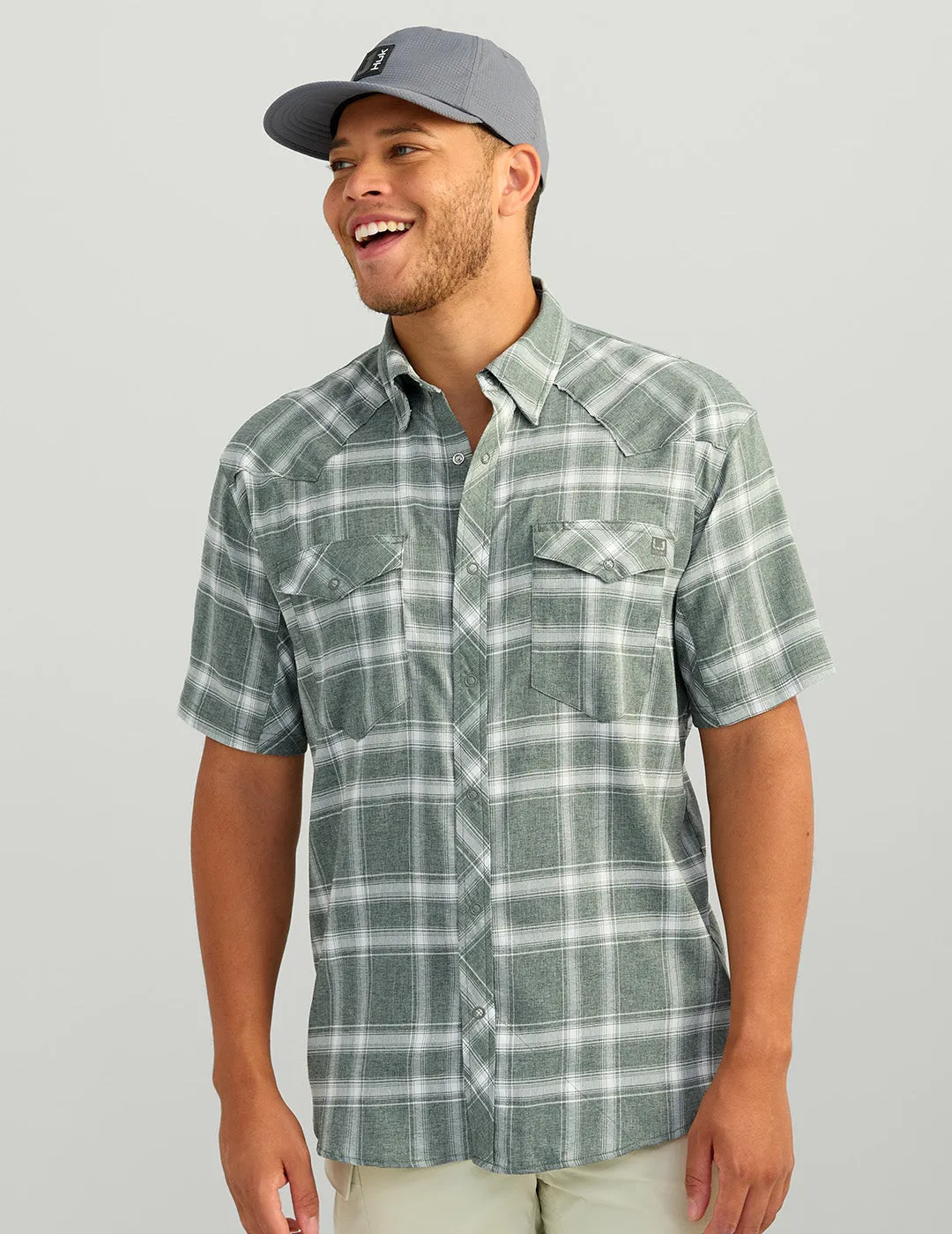 Diamond Back Plaid Short Sleeve Button-Down