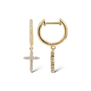 Diamond Cross Charm Huggies
