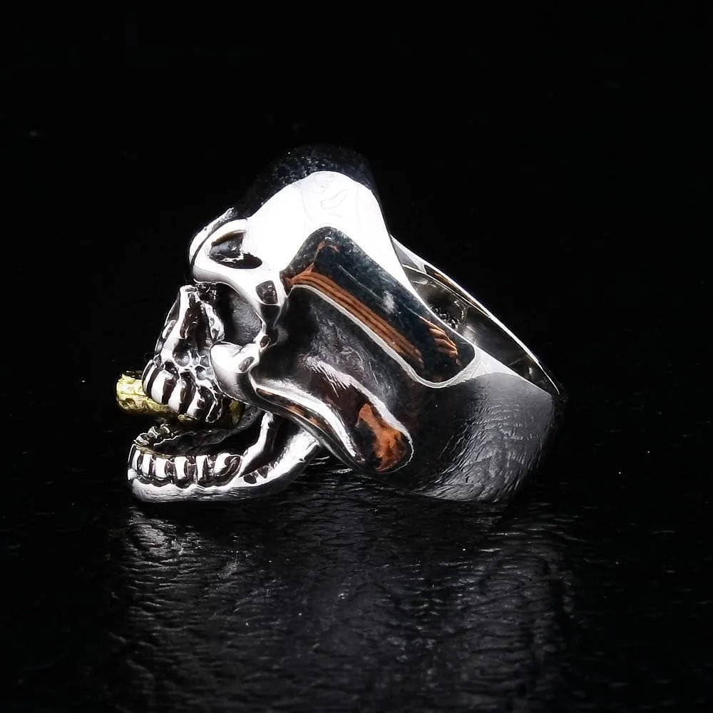 Diamond Eye Mafia Skull Sterling Silver Biker Ring