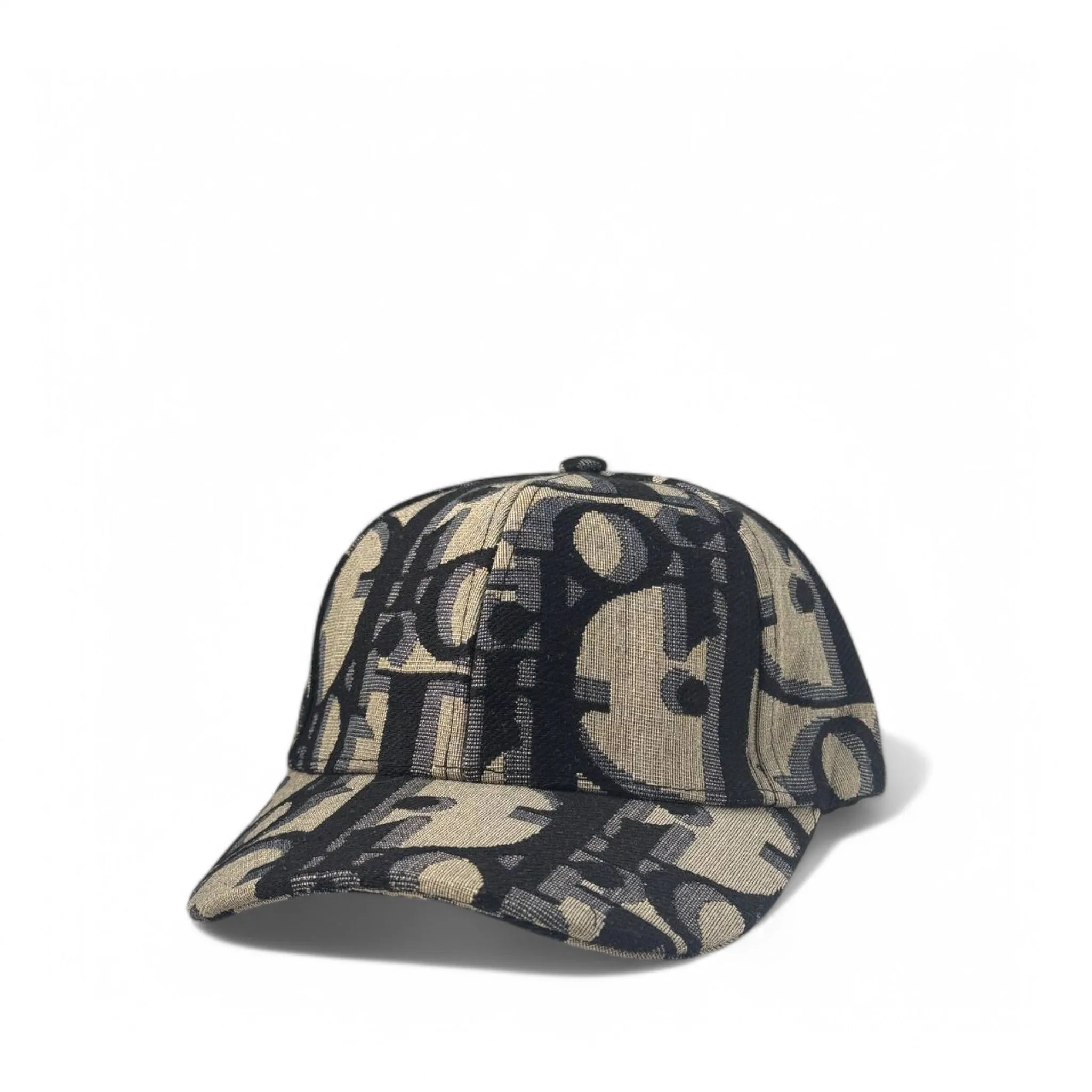 Dior Oblique Graphic Logo Jacquard Cap – Beige & Black Edition
