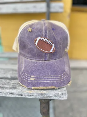 Distressed Washed Trucker Hat || Football Patch