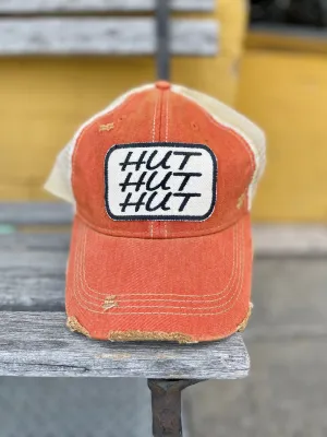 Distressed Washed  Trucker Hat || HUT HUT HUT Patch