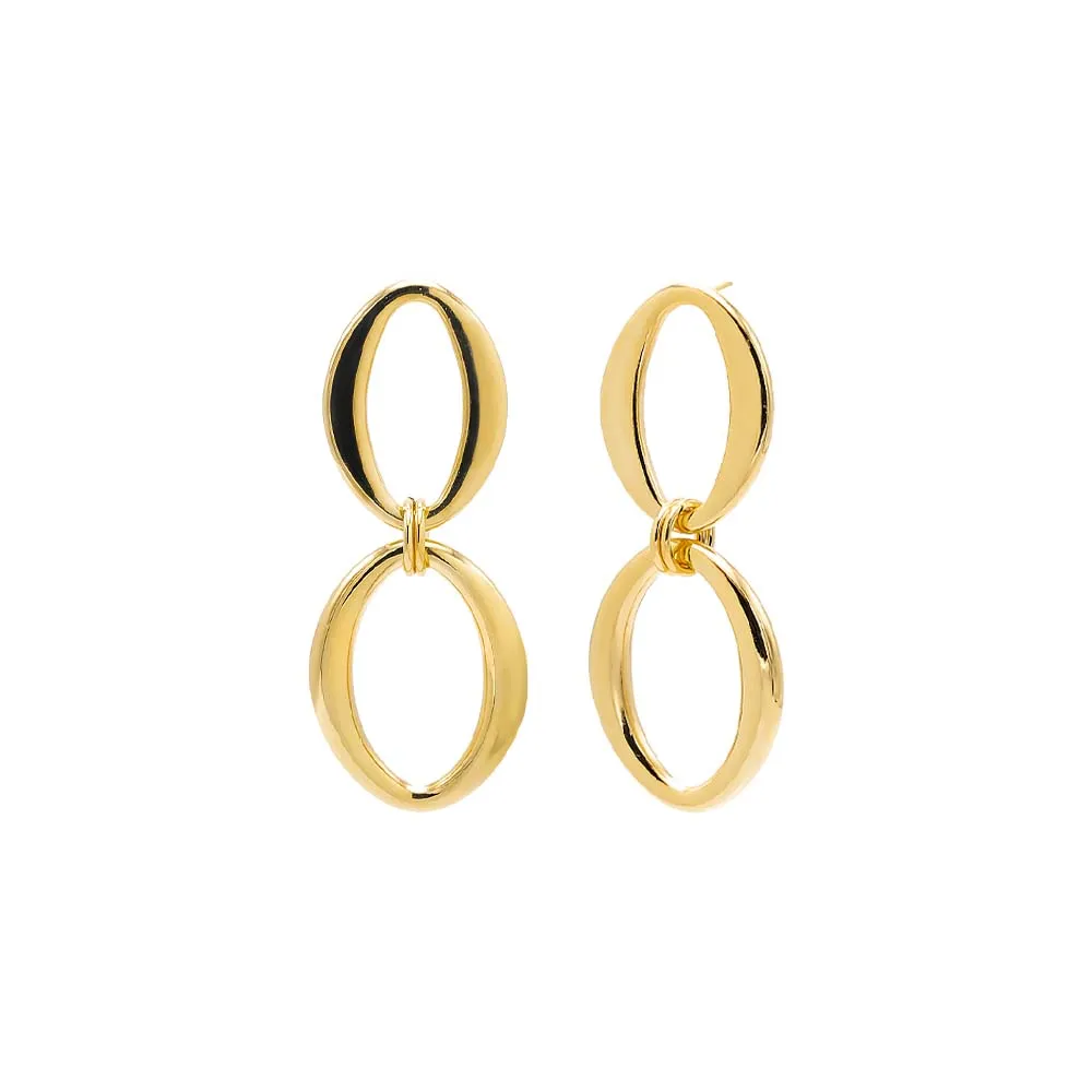Double Open Oval Drop Stud Earring