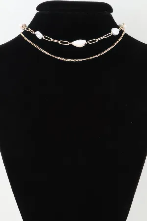 Double Pearl Chain Necklace