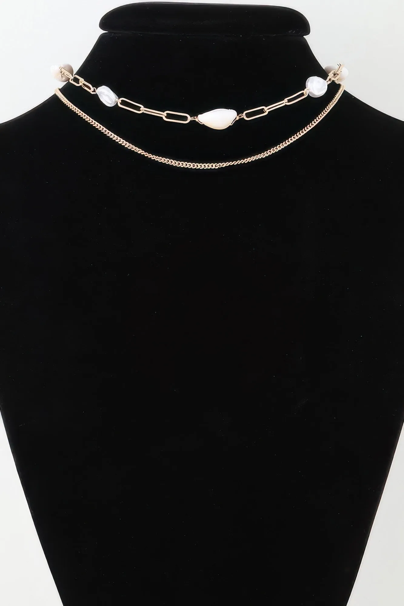 Double Pearl Chain Necklace