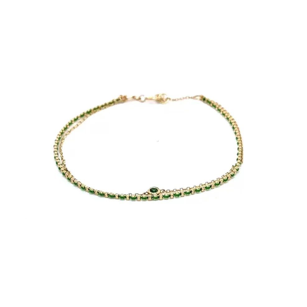 Double Pop Of Color Strands Bracelet 18k