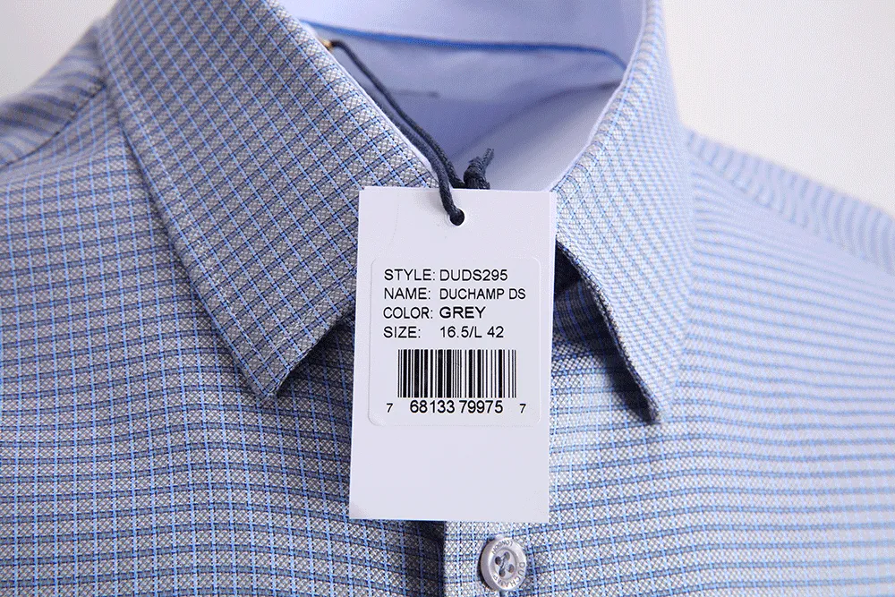 Duchamp London Grey Mini Check Dress Shirt