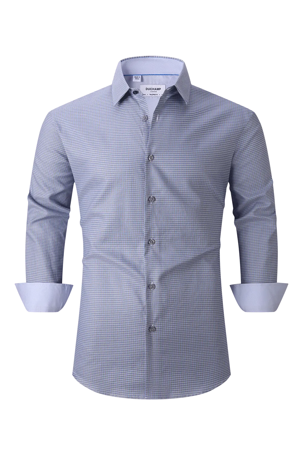 Duchamp London Grey Mini Check Dress Shirt