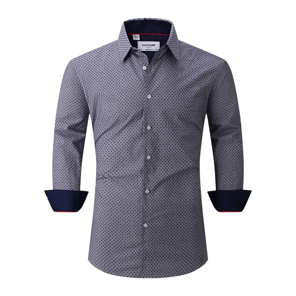 Duchamp London Navy Dot Dress Shirt