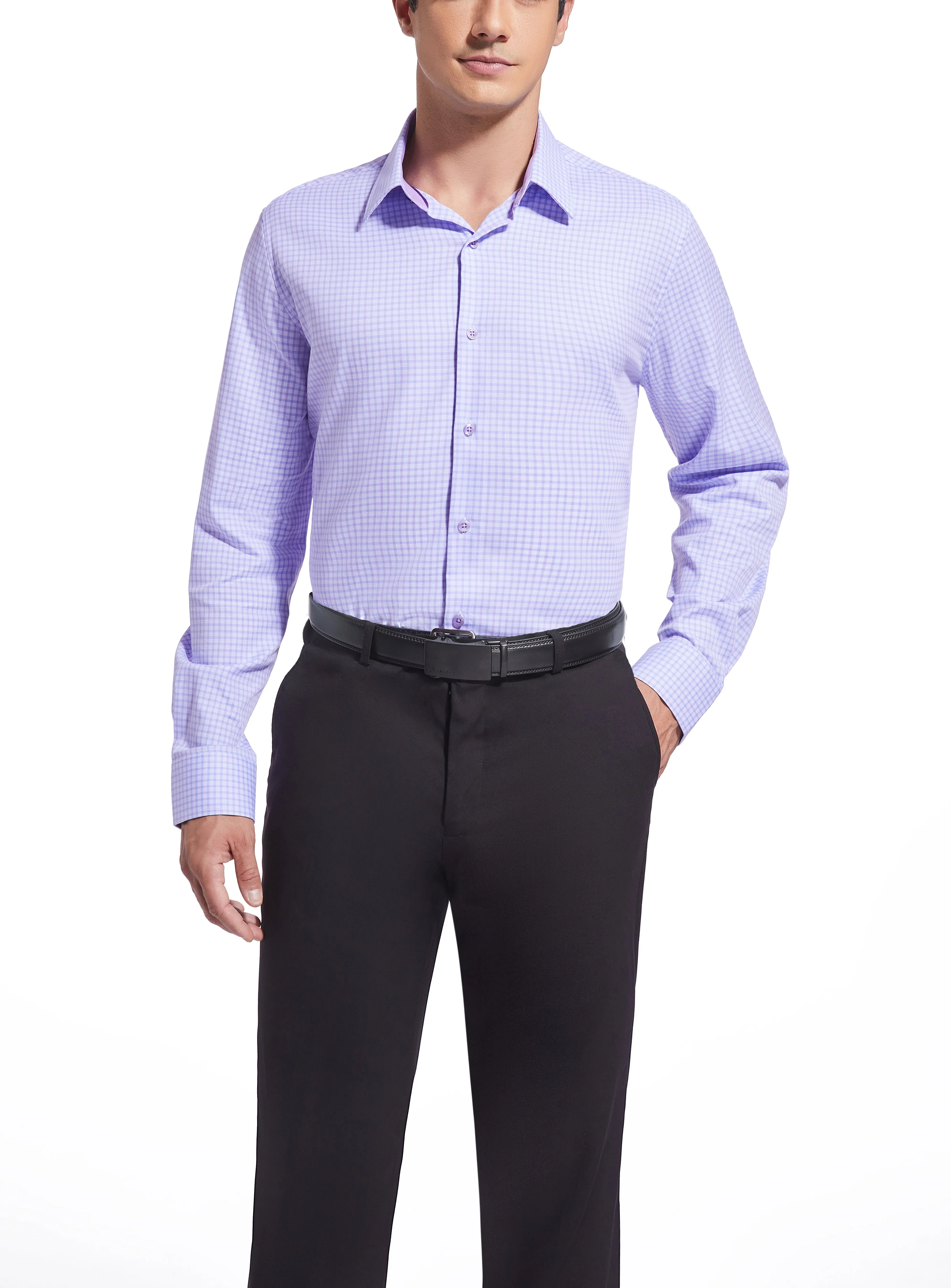 Duchamp London Purple Check Dress Shirt