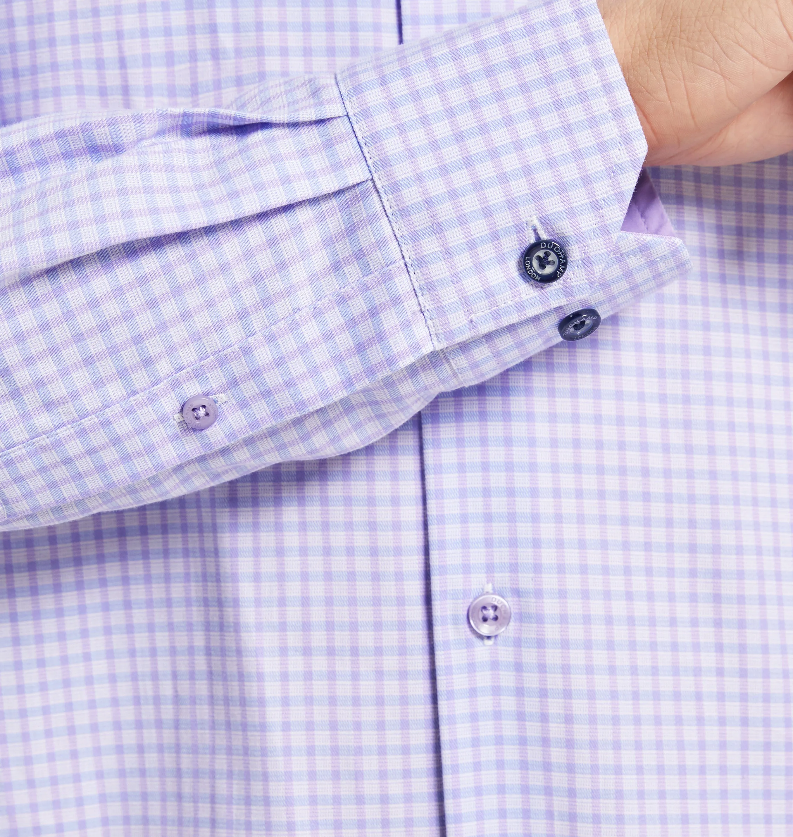 Duchamp London Purple Check Dress Shirt