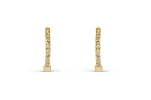 Earrings 14kt Yellow Gold Round Mini Hoops & Diamonds