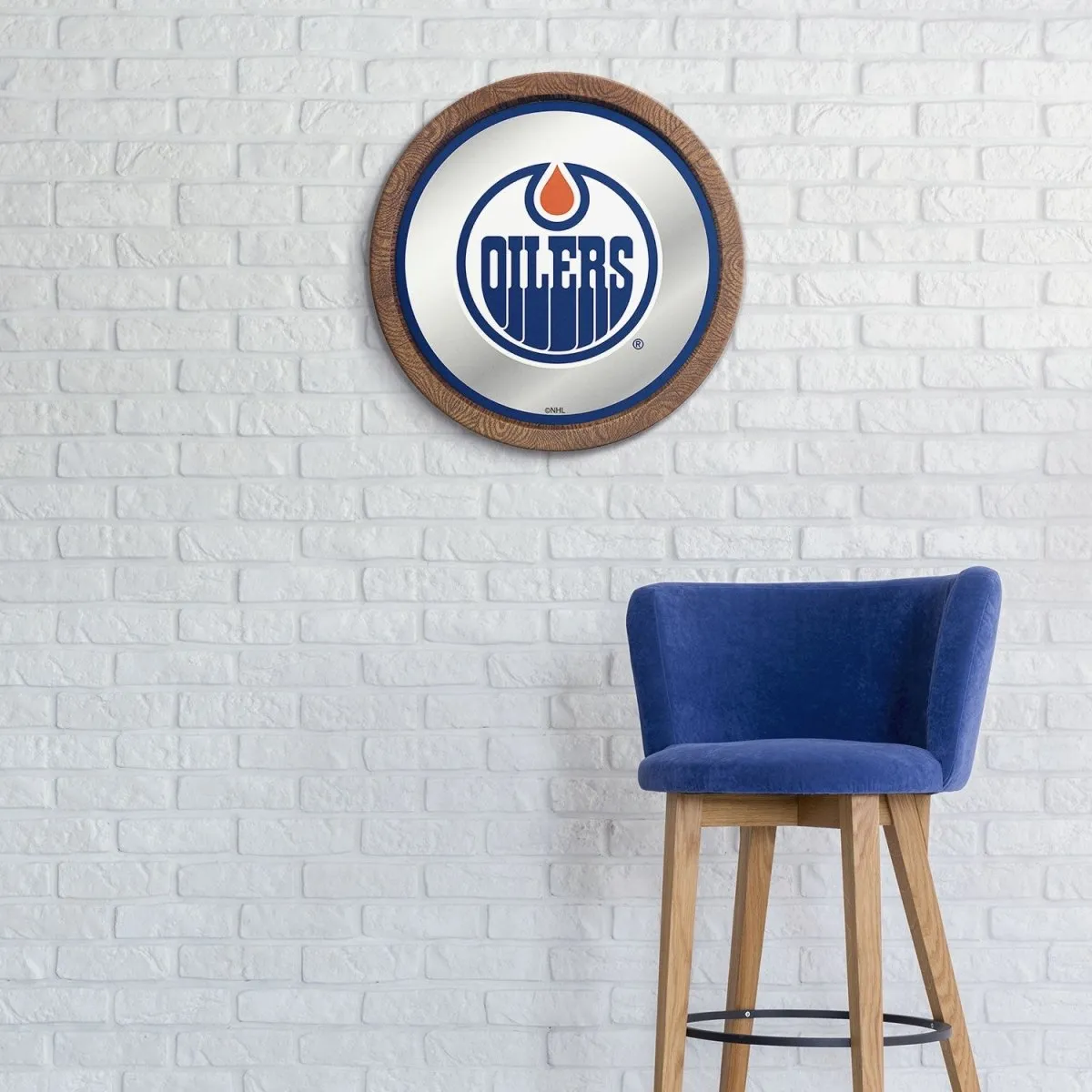 Edmonton Oilers: Mirrored Barrel Top Wall Sign