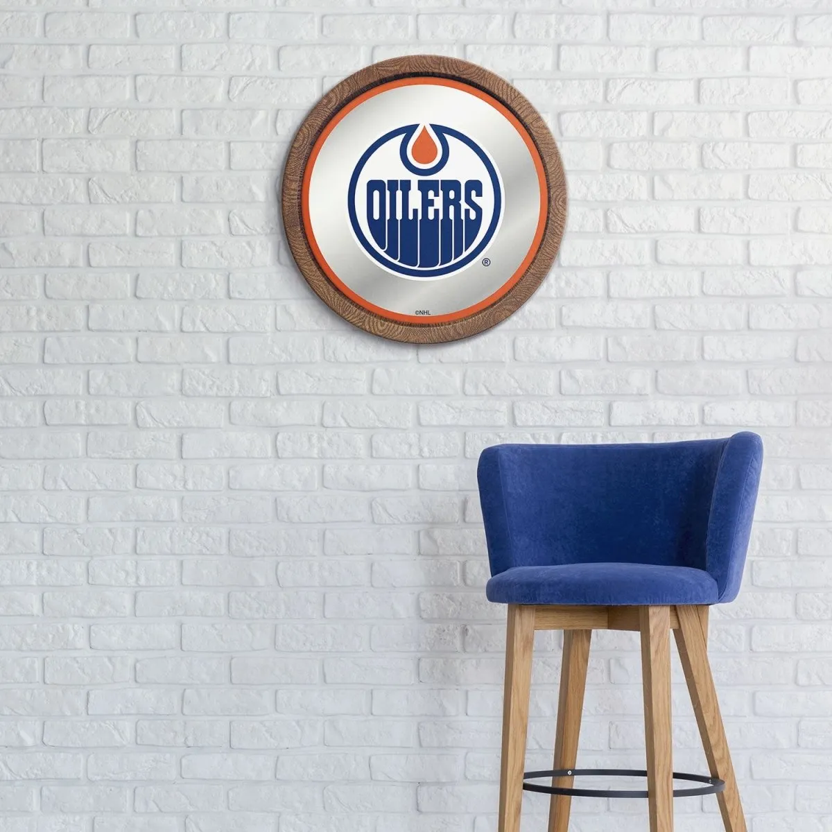 Edmonton Oilers: Mirrored Barrel Top Wall Sign