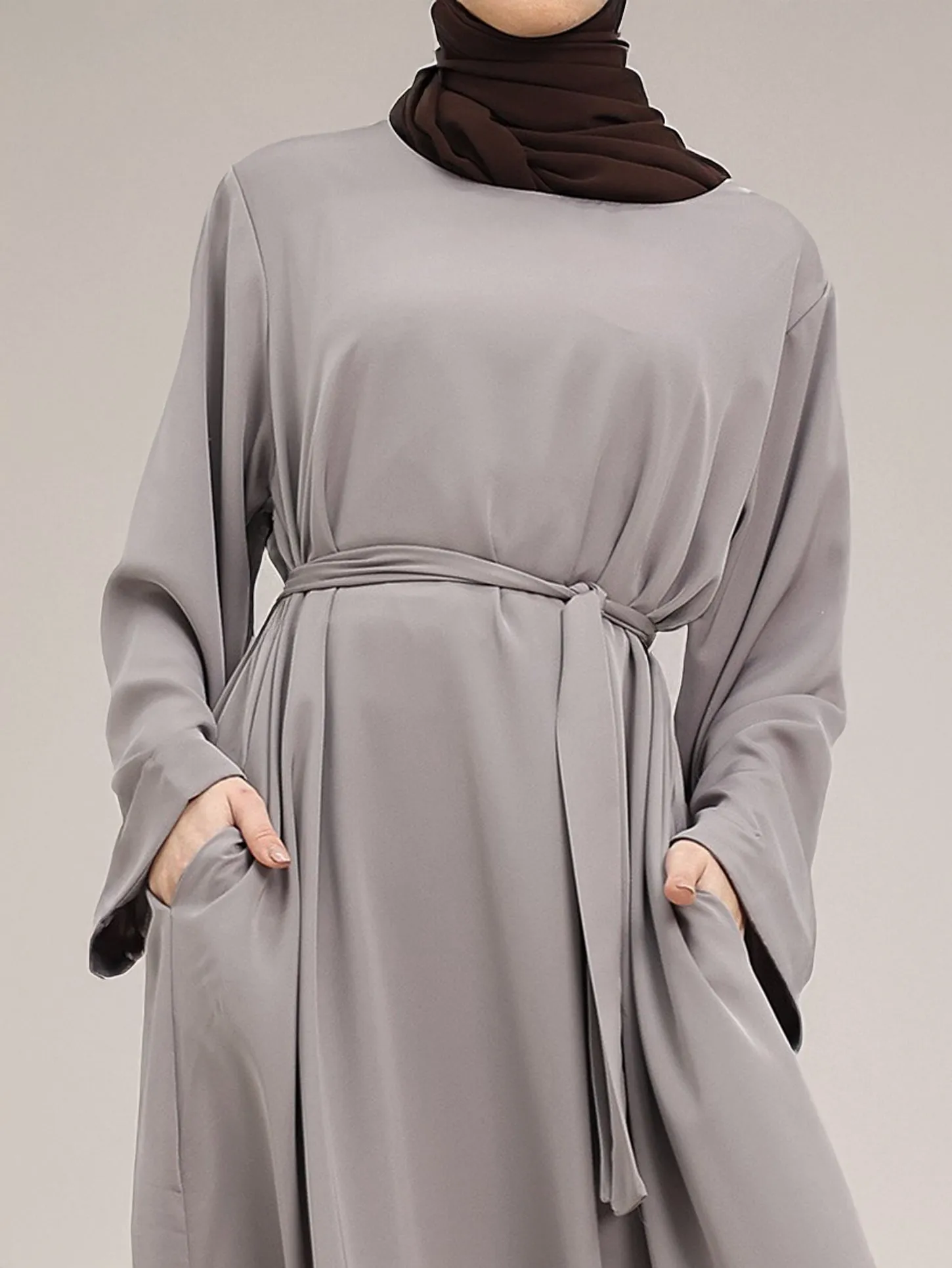 Elegance Essential Abaya with Belt and Pockets