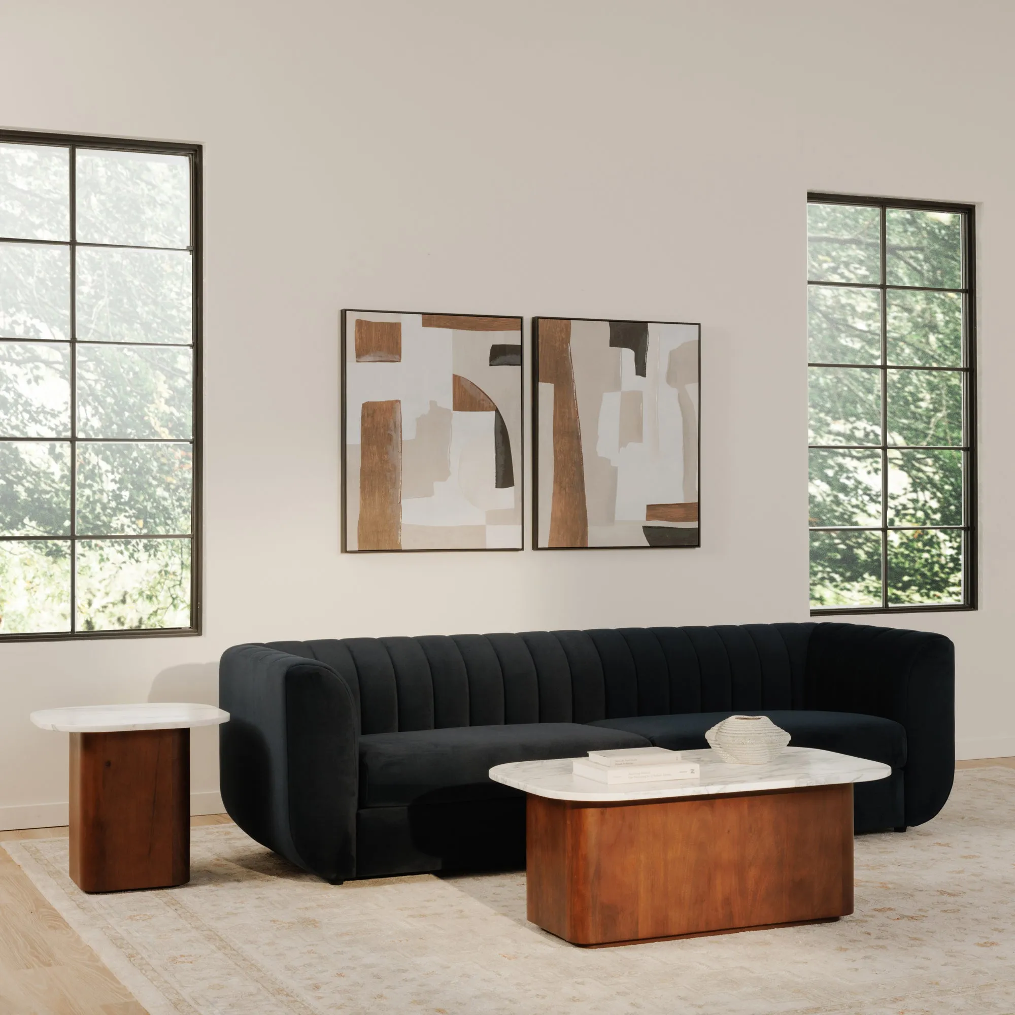 Elegant Calacatta Marble Nesting Table Set