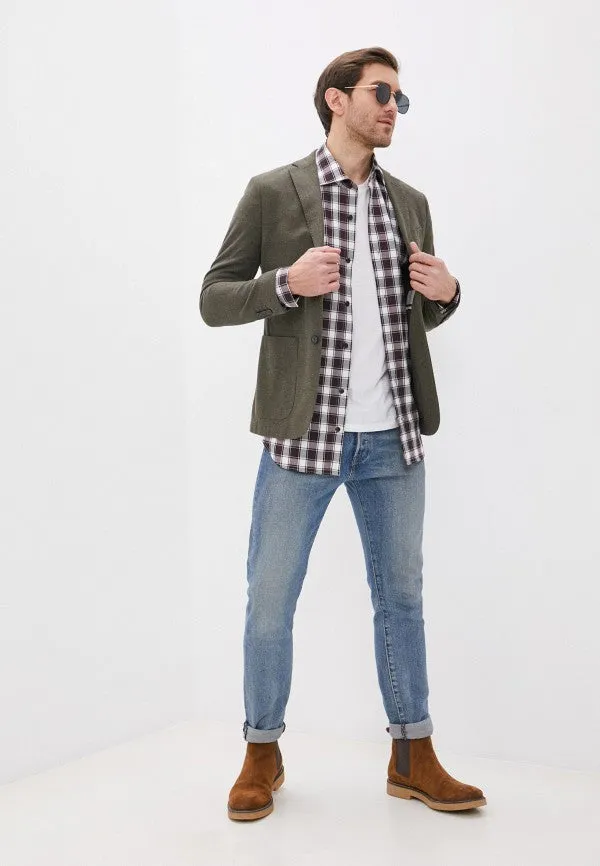 ELEVENTY - Burgundy Check Plaid *Wide Spread Collar* Button Down Shirt - XXL