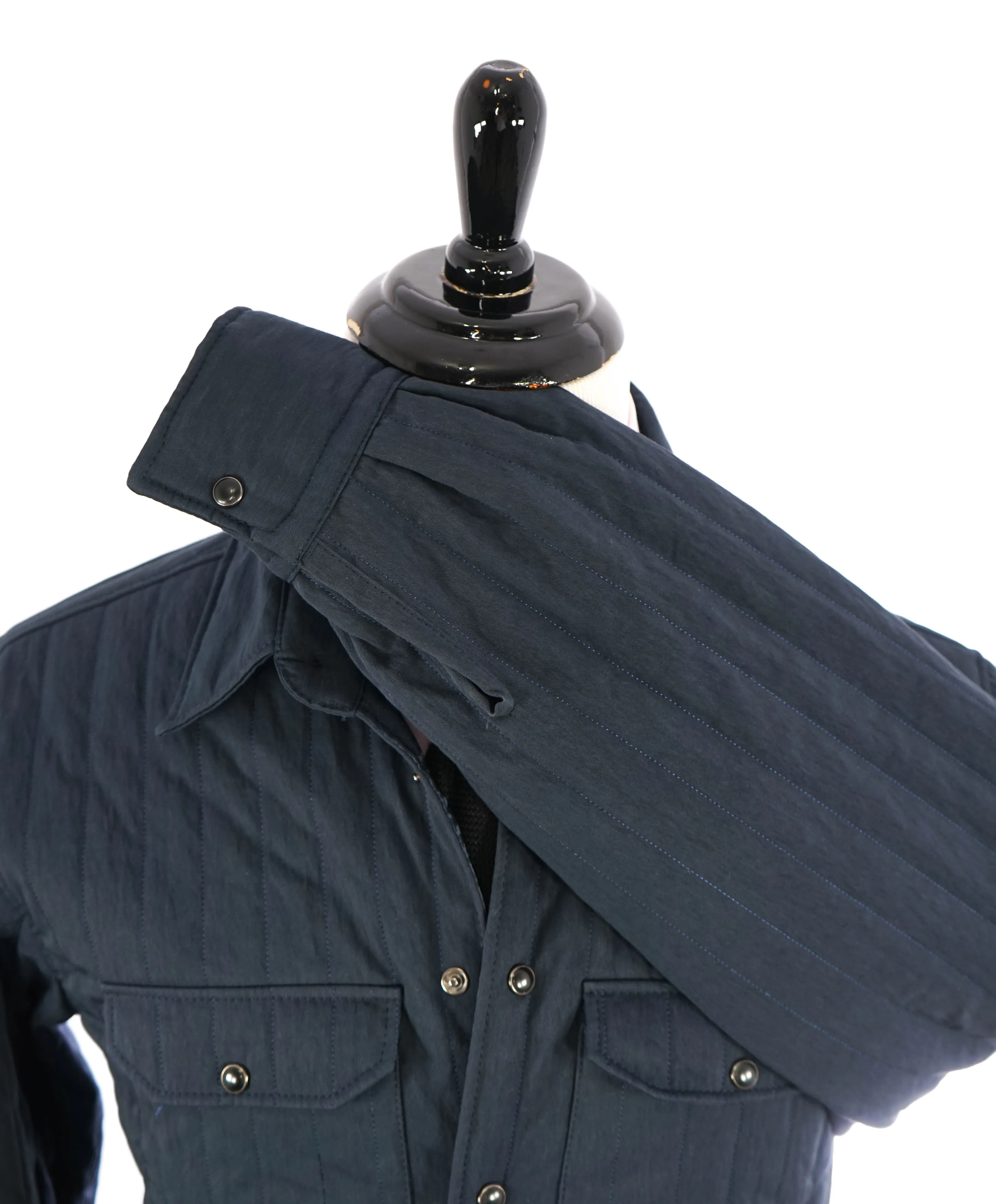 ELEVENTY PLATINUM - Navy Blue Snap Cotton Blend Shirt Jacket Coat - L