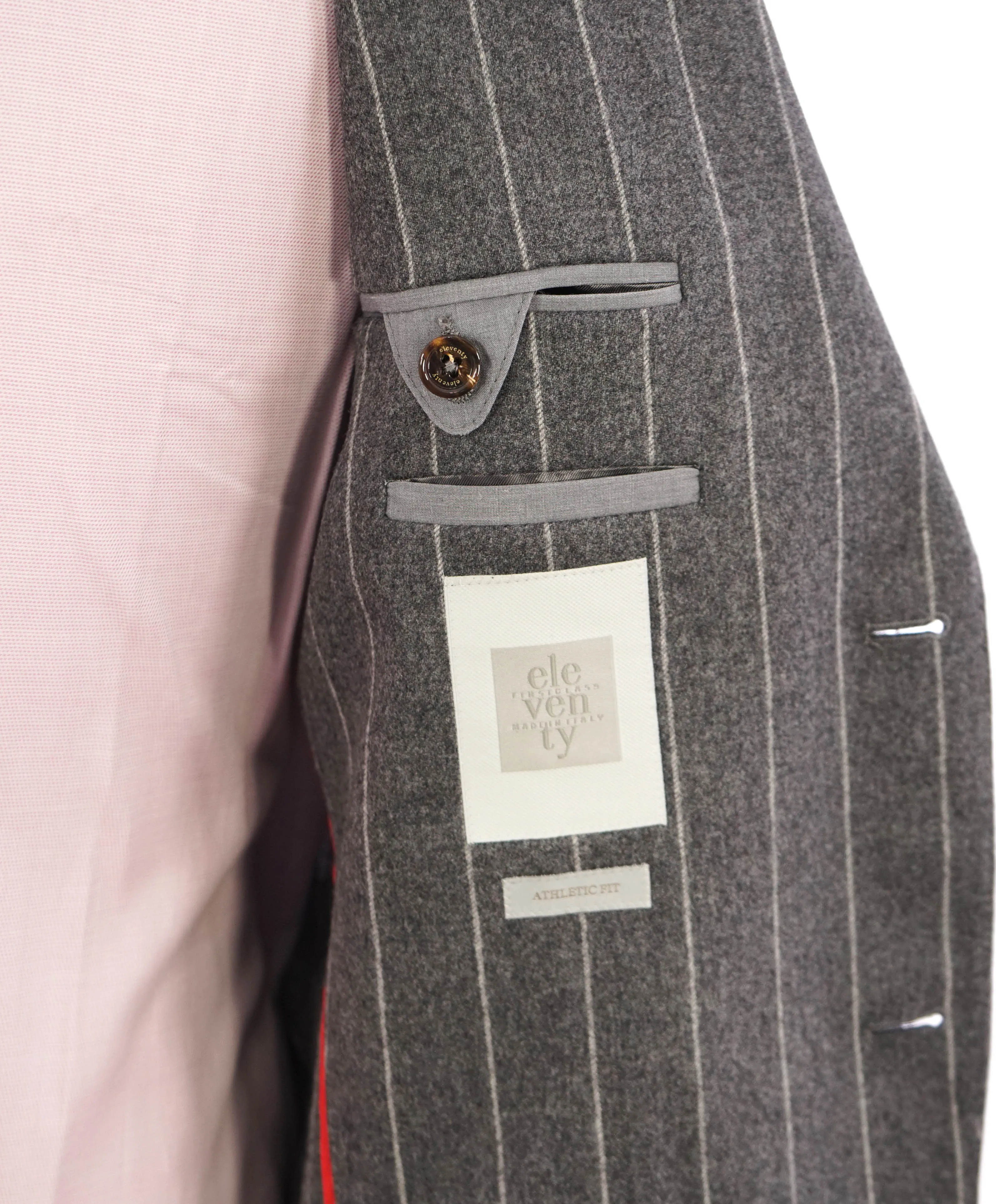 ELEVENTY - "WOOL & CASHMERE" Gray Chalk Stripe Blazer - 40 (50 EU)