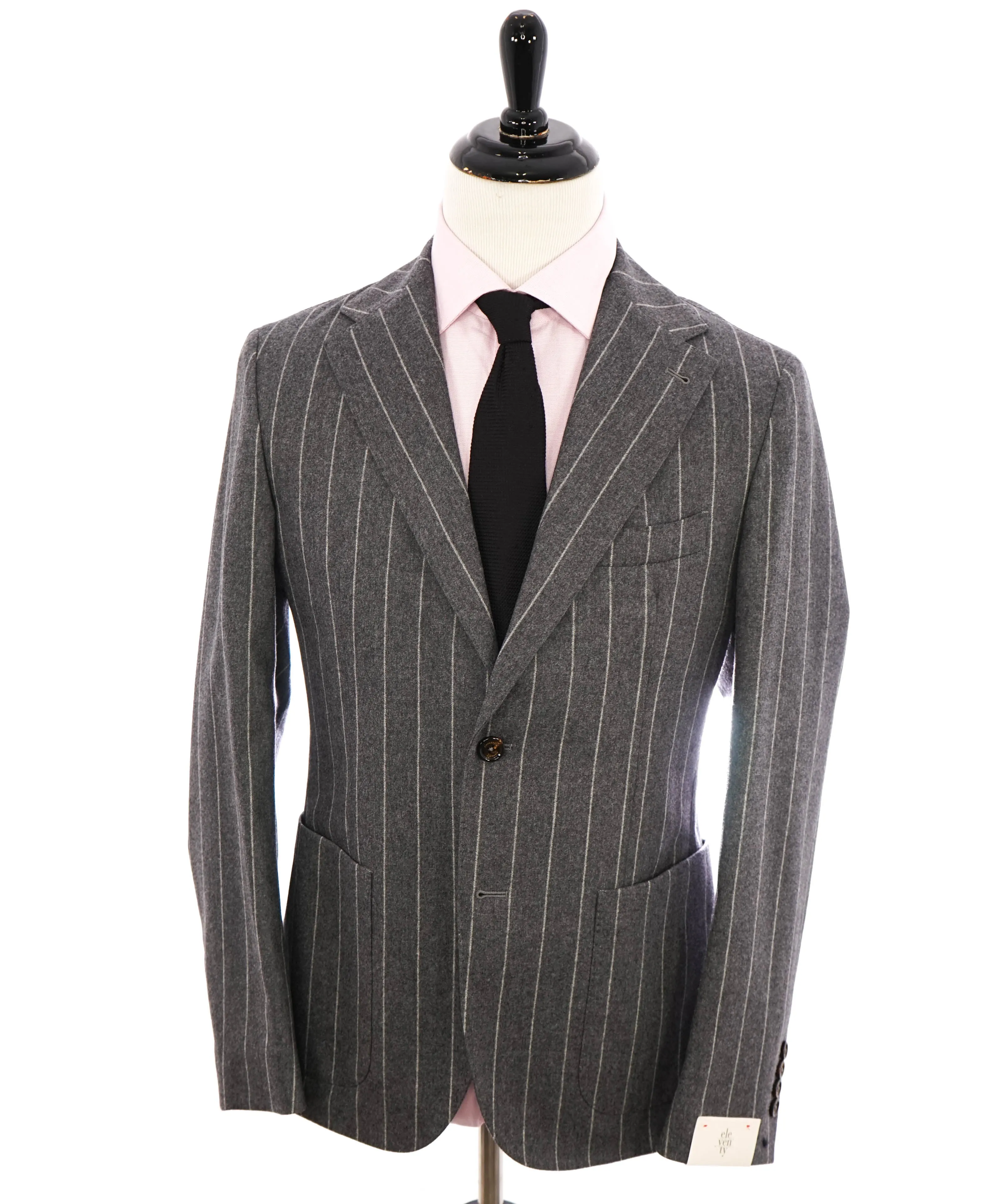 ELEVENTY - "WOOL & CASHMERE" Gray Chalk Stripe Blazer - 40 (50 EU)