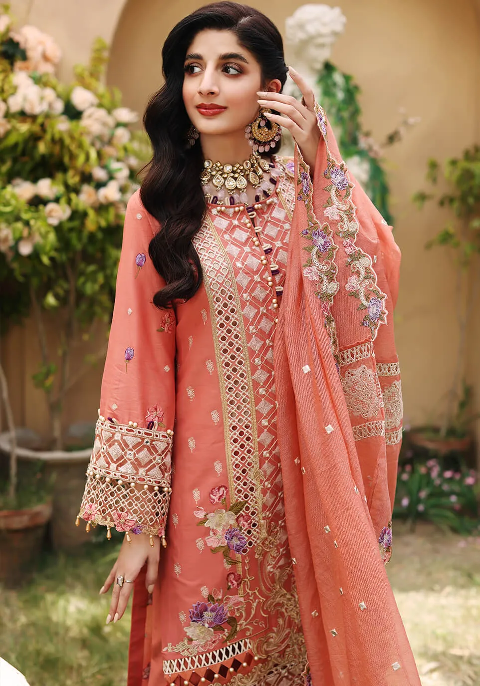 ELF-3A Japonica | Elaf Luxury Festive Lawn Collection 2022 | Unstitched Embroidered Lawn Suits