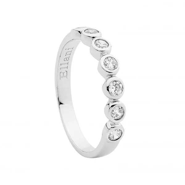 Ellani Sterling Silver With Bezel Set Cubic Zirconias Ring R505S