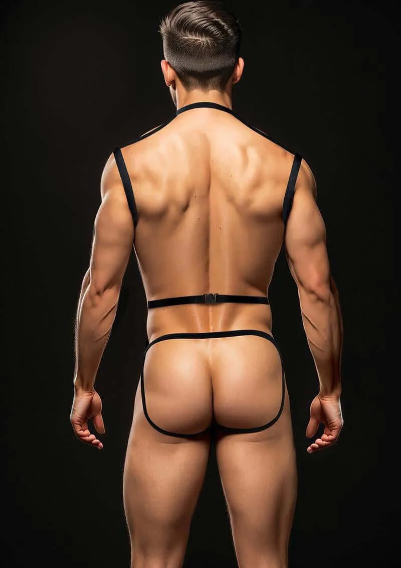 Envy 3 Pc Wet Look Chest Harness - Large/xlarge -  Black