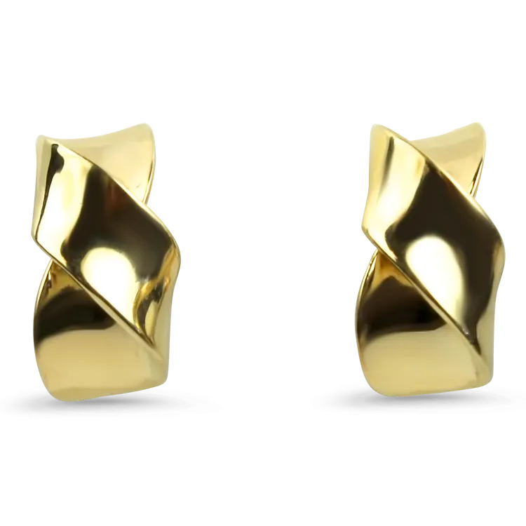 Estate 14k Yellow Gold Twisted Half Hoop Earrings