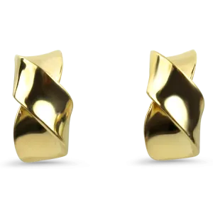 Estate 14k Yellow Gold Twisted Half Hoop Earrings