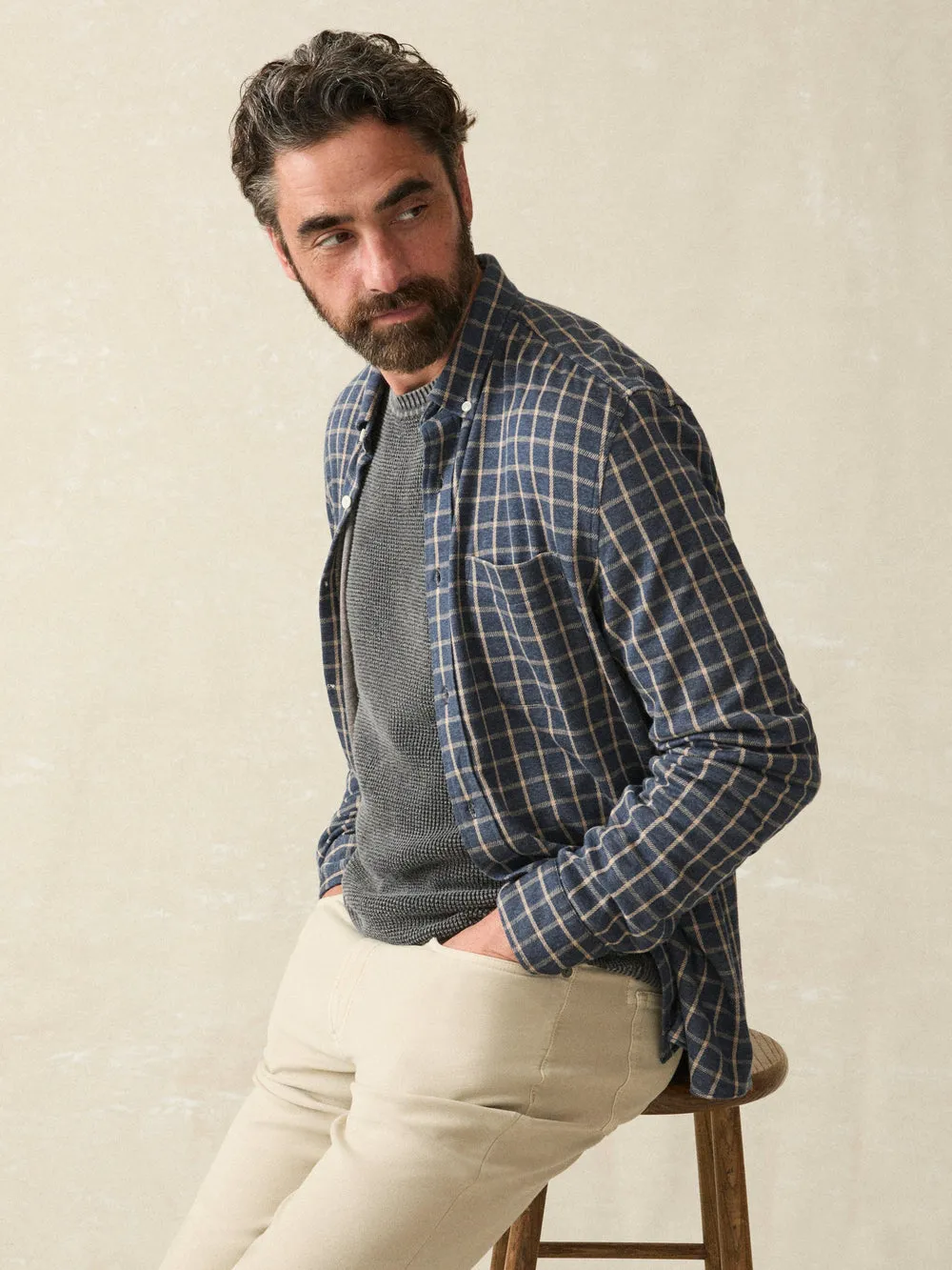 Faherty - Coastline Knit Shirt - Twilight Check