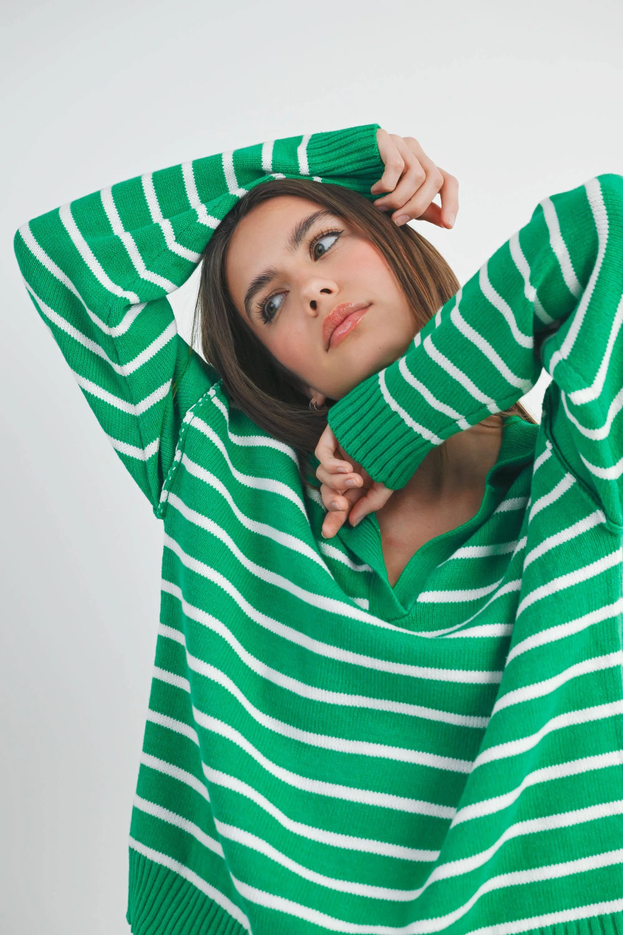 Fall V-Neck Striped Sweater