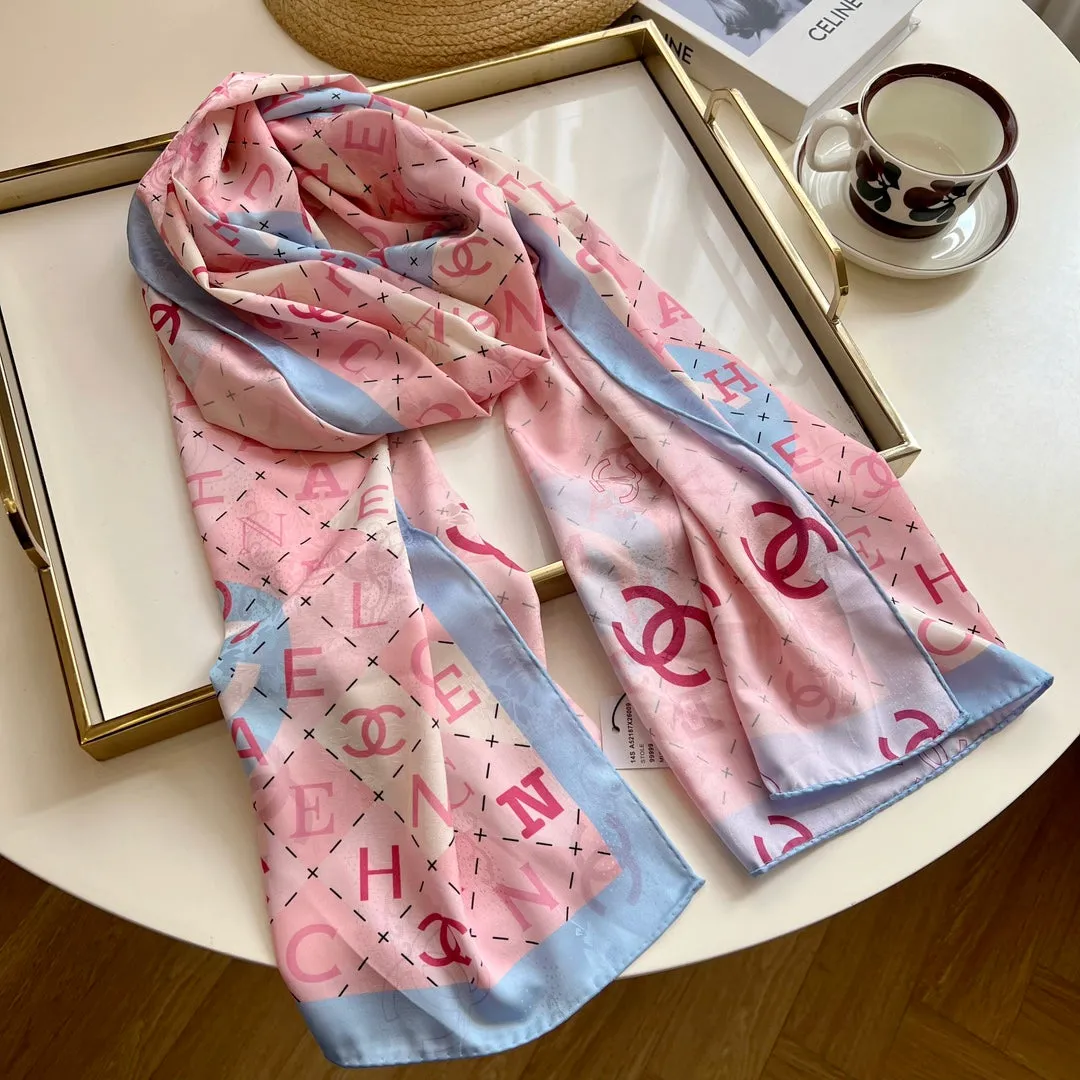Fashion CC double-sided printed silk scarf