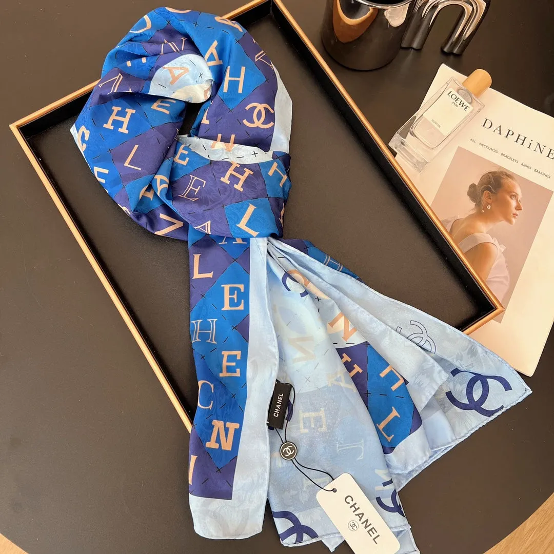 Fashion CC double-sided printed silk scarf