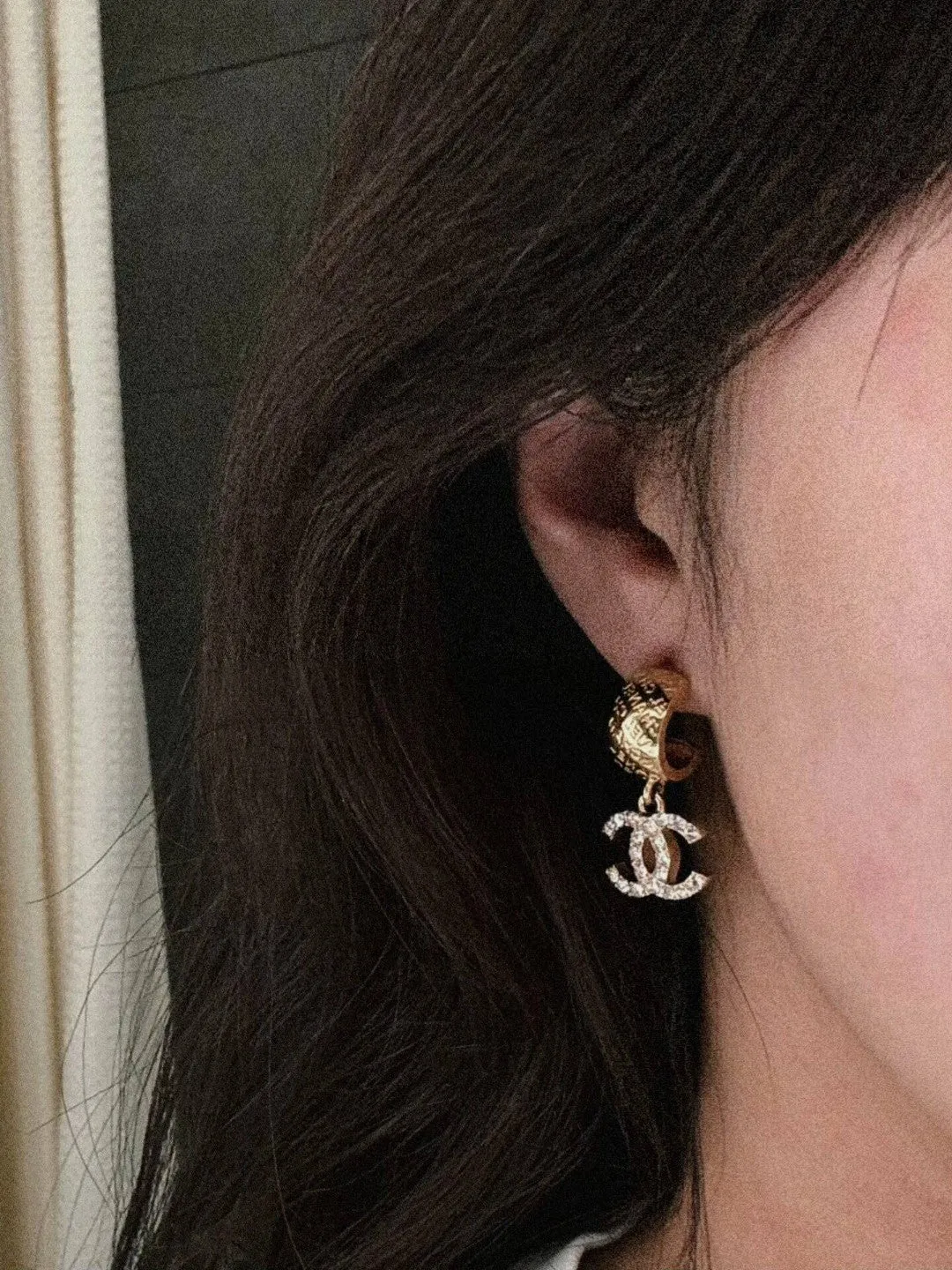Fashion CC Embossed Half Circle Hoop Earrings