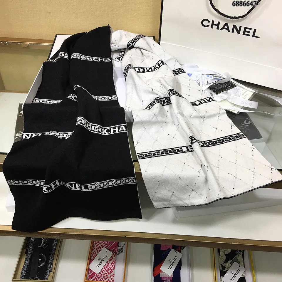 fashion double C horizontal stripes long scarf