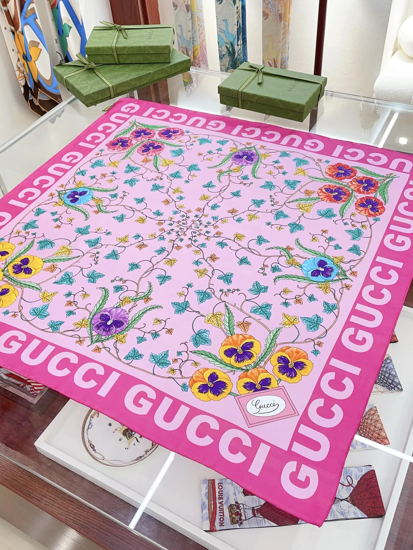 Fashion GG printed silk scarf