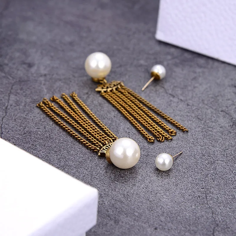 fashion pearl chain tassel earrings