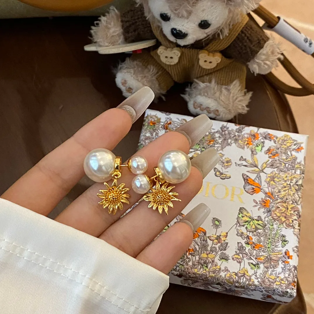fashion sunflower size beads earrings