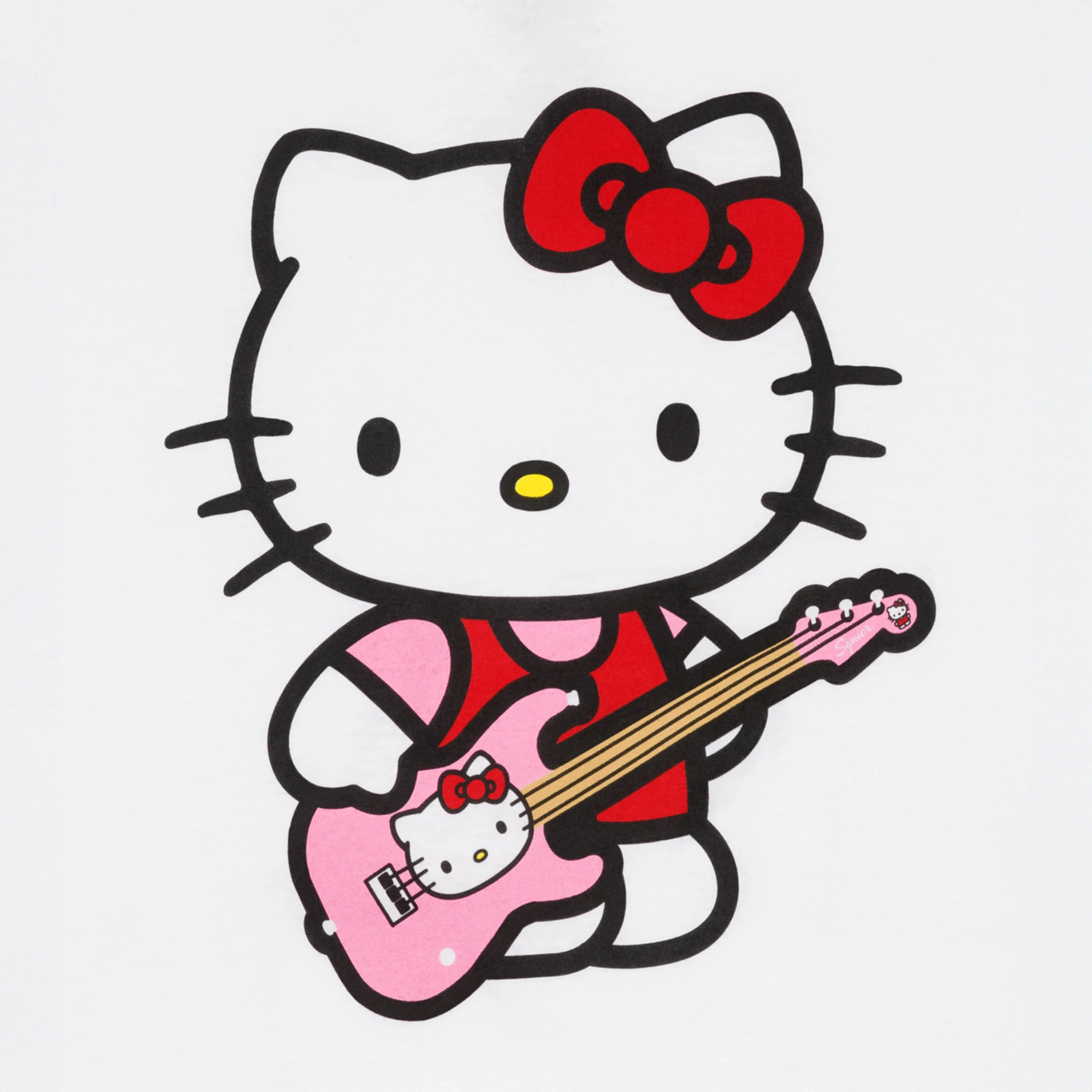 Fender Hello Kitty White Sleeve Hit Logo Tee, White, Small