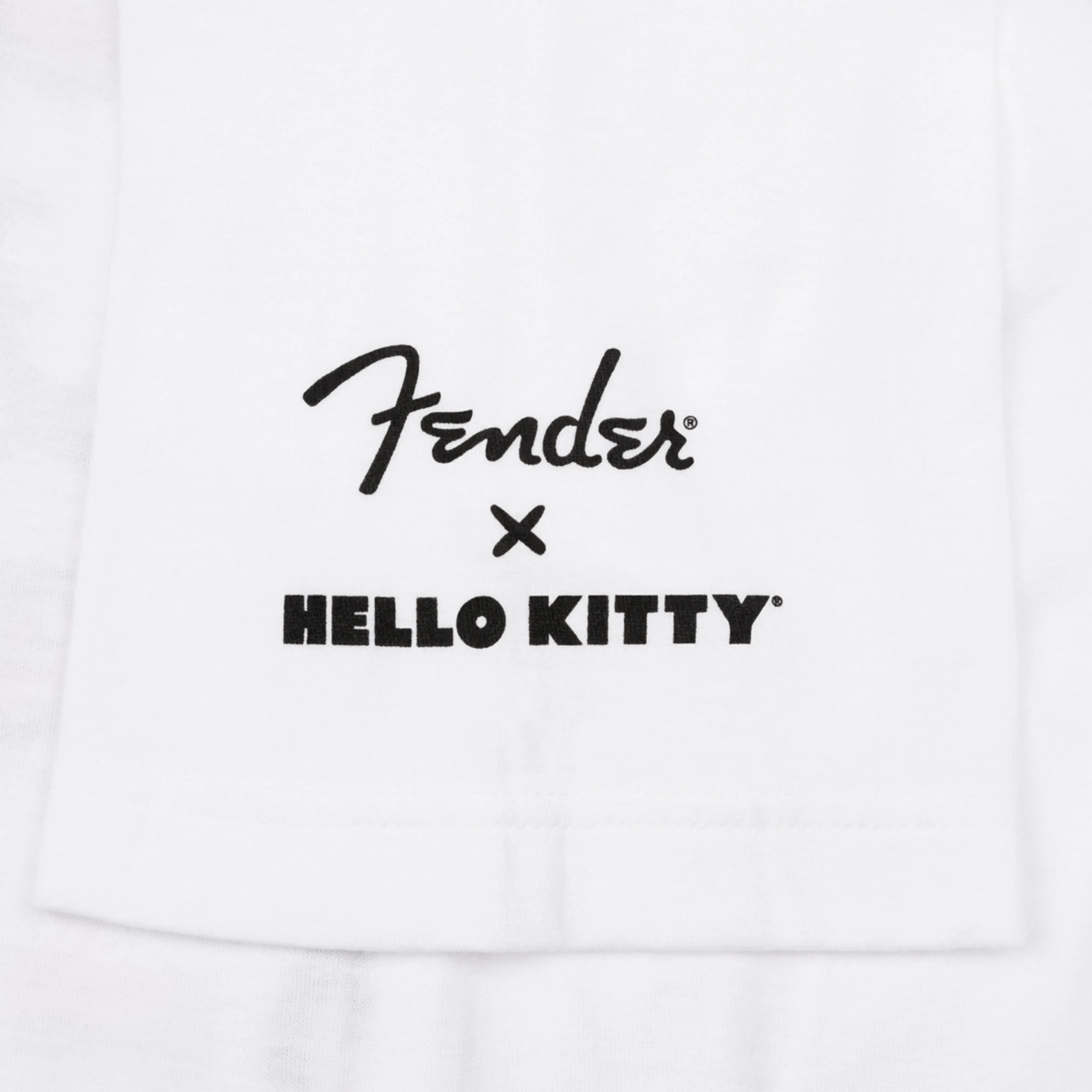 Fender Hello Kitty White Sleeve Hit Logo Tee, White, Small