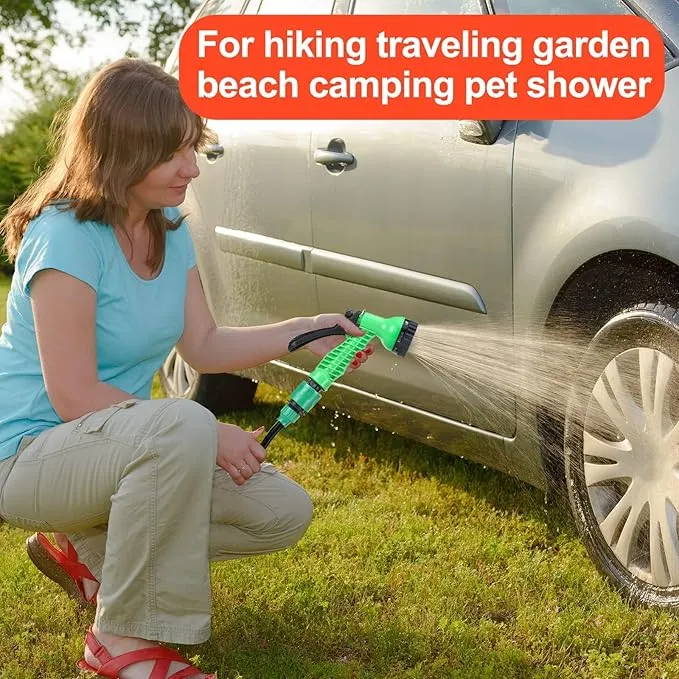 Finderomend Portable Shower for Camping with 7 Spray Modes, Hand Press Camping Shower with Removable Hose and Shower Head,5L