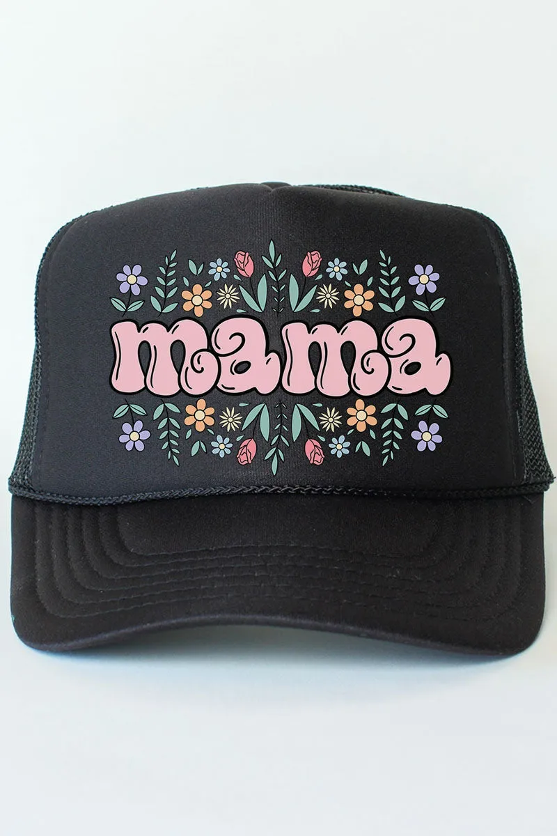 Floral Bubble Mama Otto Black Foam Front Trucker Hat